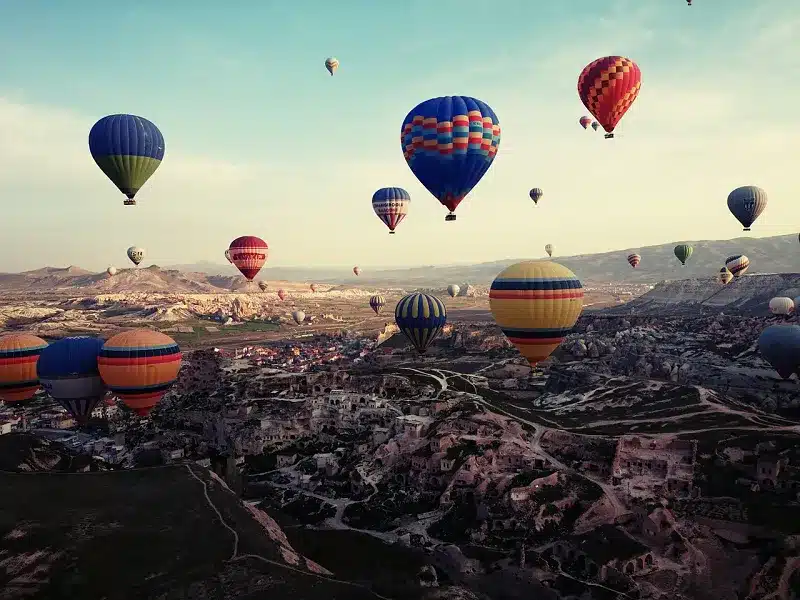 hot air balloons in the sky is a Safe activity in Cappadocia