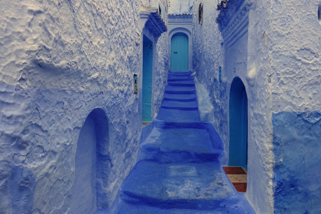 Morocco 15-Day Luxury Private Tour 13 Blue-painted steps in the Chefchaouen medina