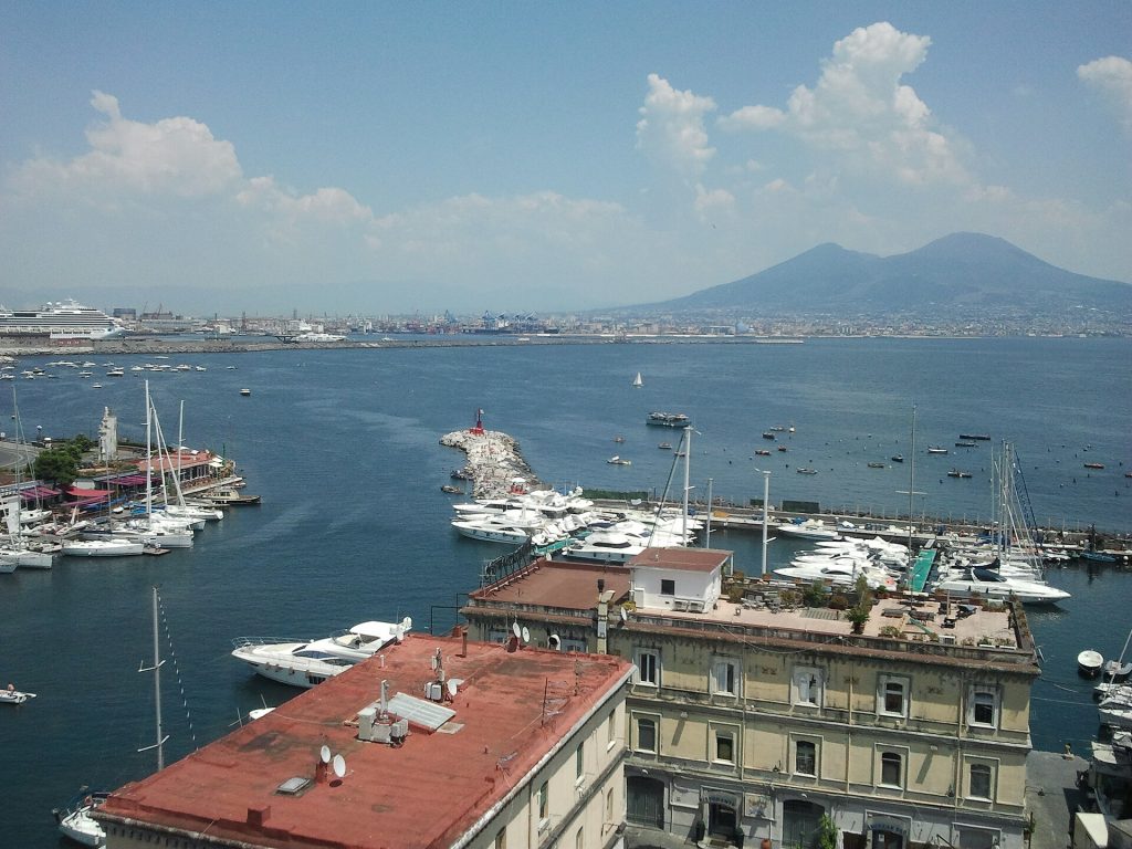 Italy 15-Day Luxury Private Tour 14 The harbor of Naples with Mount Vesuvius across the bay