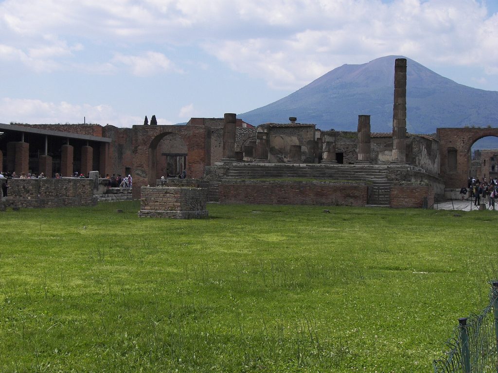 Italy 15-Day Luxury Private Tour 15 The Forum of Pompeii with Mount Vesuvius behind