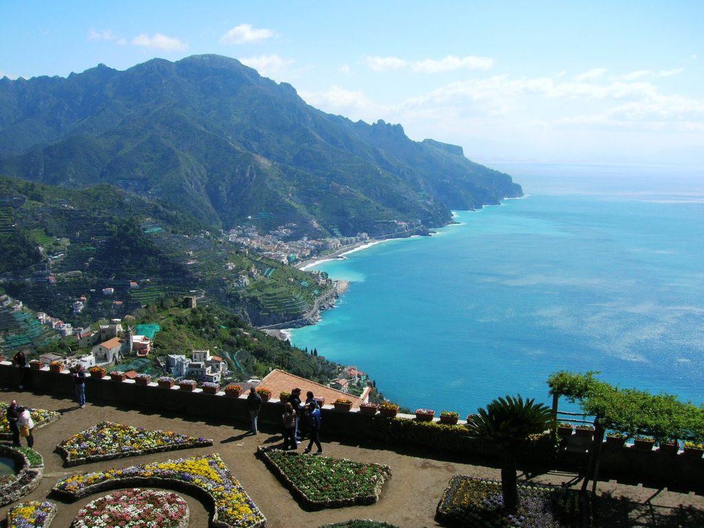 Italy 18-Day Luxury Private Tour 18 The terrace of Villa Rufolo in Ravello above the Amalfi Coast