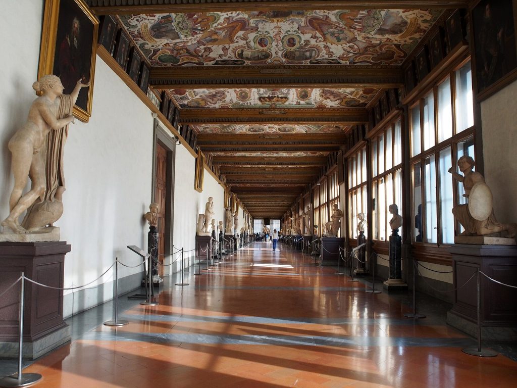 Italy 15-Day Luxury Private Tour 18 The long painted corridor of the Uffizi Gallery in Florence