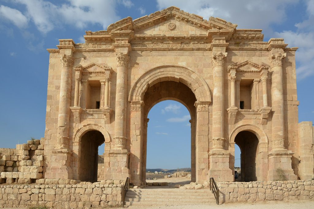 Jordan 12-Day Luxury Private Tour 2 The Arch of Hadrian at the entrance to Jerash, Jordan