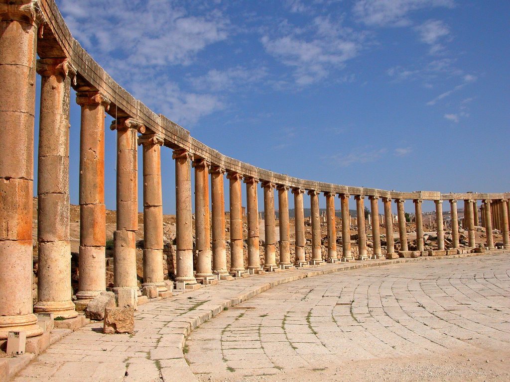 Jordan 8-Day Luxury Private Tour 2 The colonnaded Oval Plaza of ancient Jerash, Jordan
