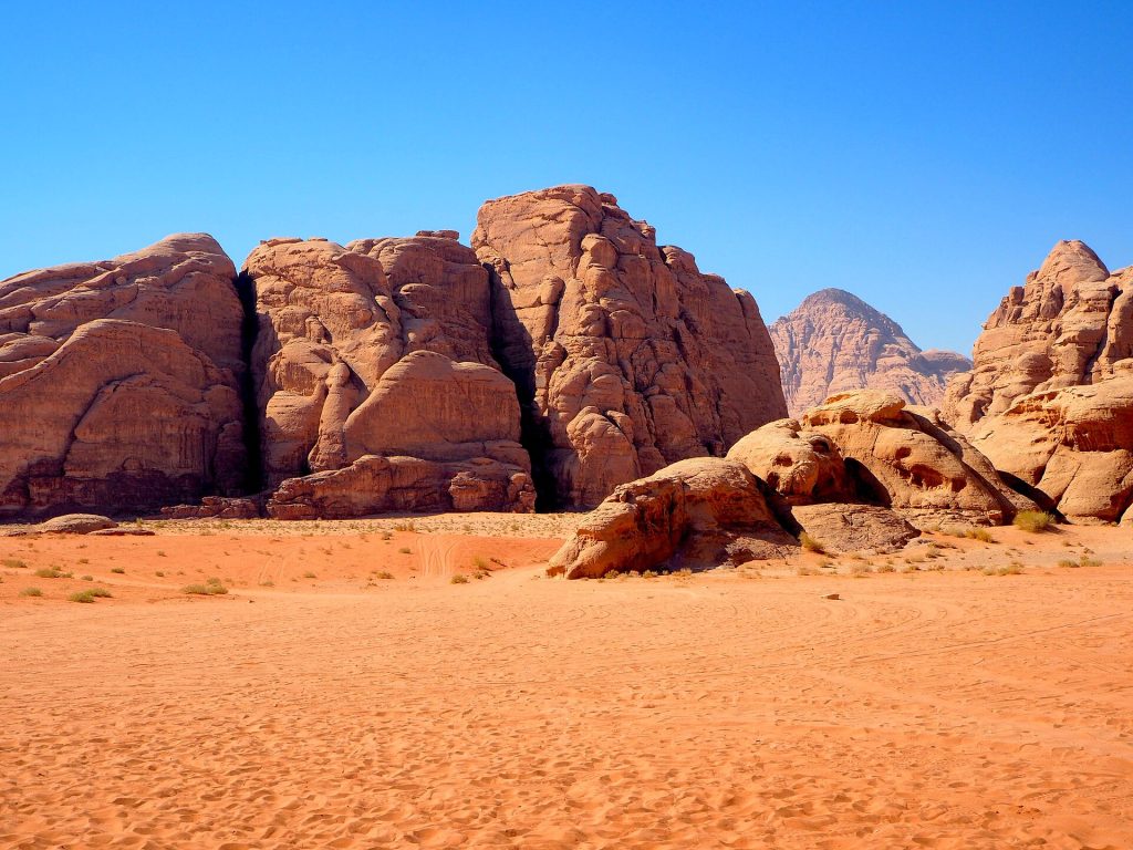 Jordan 6-Day Luxury Private Tour 7 Red sand and sandstone mountains in the Wadi Rum desert, Jordan