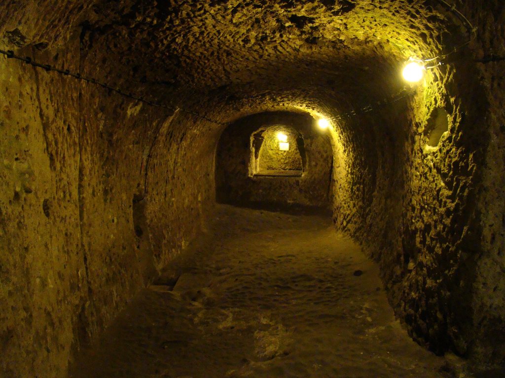 Turkey 12-Day Luxury Private Tour 15 A lit passage inside the Derinkuyu underground city in Cappadocia